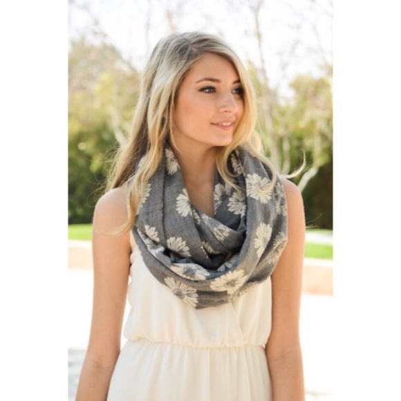 Couture Gypsy Accessories - Chambray Floral Infinity Scarf